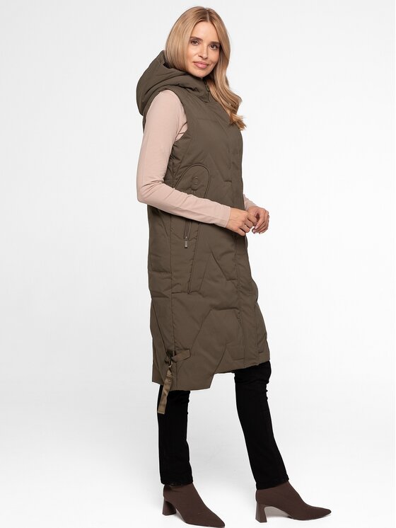 Perso Perso Kurtka damska BLH220050F Khaki Regular Fit