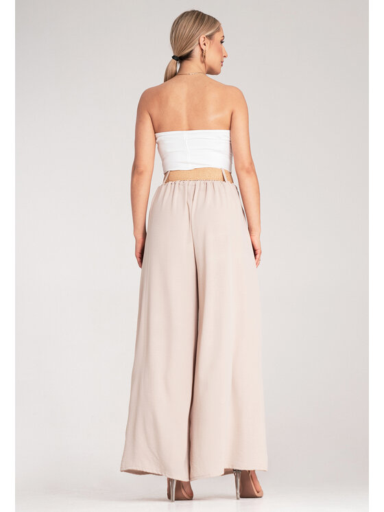 FIGL FIGL Bavlnené nohavice M1160 Béžová Loose Fit