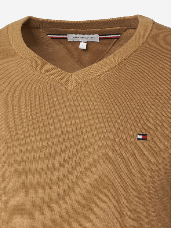 Tommy Hilfiger Tommy Hilfiger Sweter Essential MW0MW14745 Beżowy ciemny Regular Fit