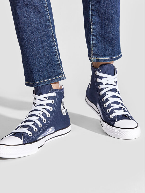 Converse Converse Modne superge Chuck Taylor All Star Hickory Stripe A00480C Mornarsko modra