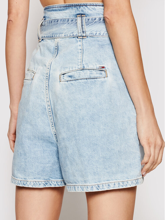 Tommy Jeans Tommy Jeans Дънкови шорти New Paperbag Mom DW0DW10092 Син Relaxed Fit