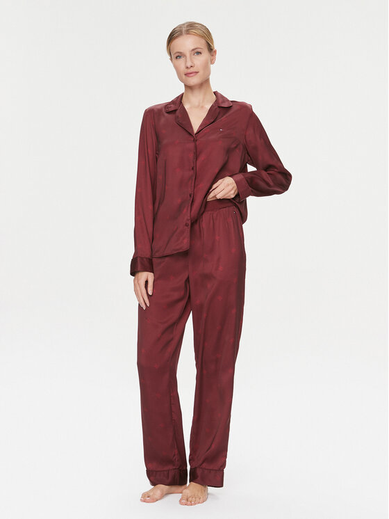 Tommy Hilfiger Pižama UW0UW04830 Bordo Rdeča Relaxed Fit