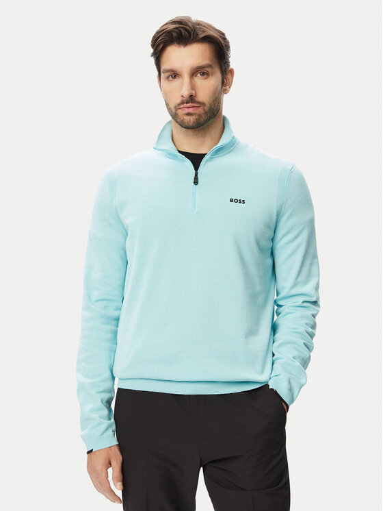 BOSS Pulover KN Ever 50556146 Albastru deschis Regular Fit