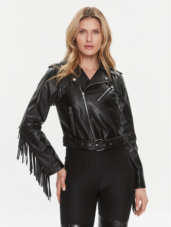 Liu Jo Geacă din imitație de piele WA4020 E0887 Negru Regular Fit