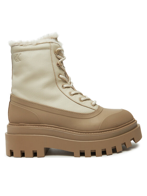 Trappers Calvin Klein Jeans Flatform Lace Up Boot Padded YW0YW01557 Bej
