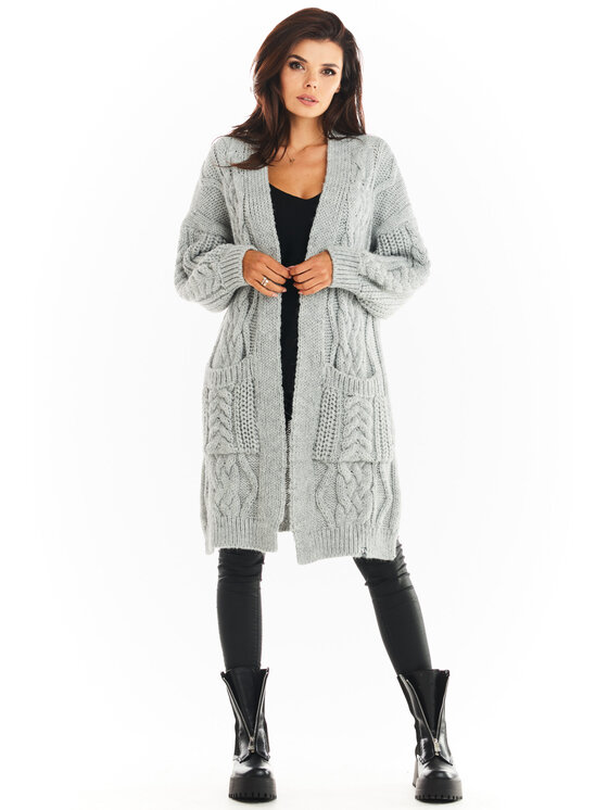 Awama Awama Sweter A393 Szary Basic Fit