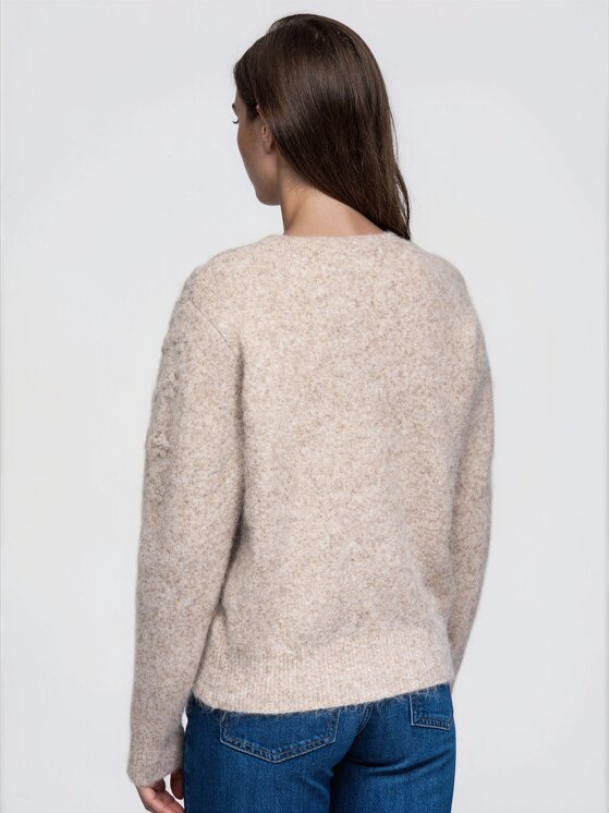 Ombre Ombre Sweter OW-SW-E0048 Beżowy Regular Fit