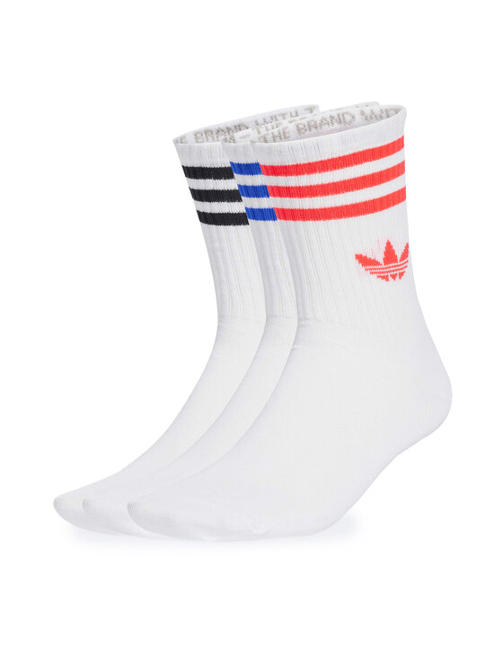 adidas Zestaw 3 par wysokich skarpet unisex 3-Stripes JV7404 Kolorowy