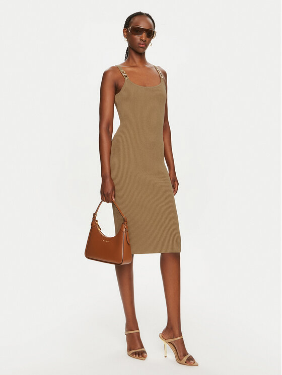 MICHAEL Michael Kors MICHAEL Michael Kors Pletena obleka MT482IL33D Rjava Slim Fit