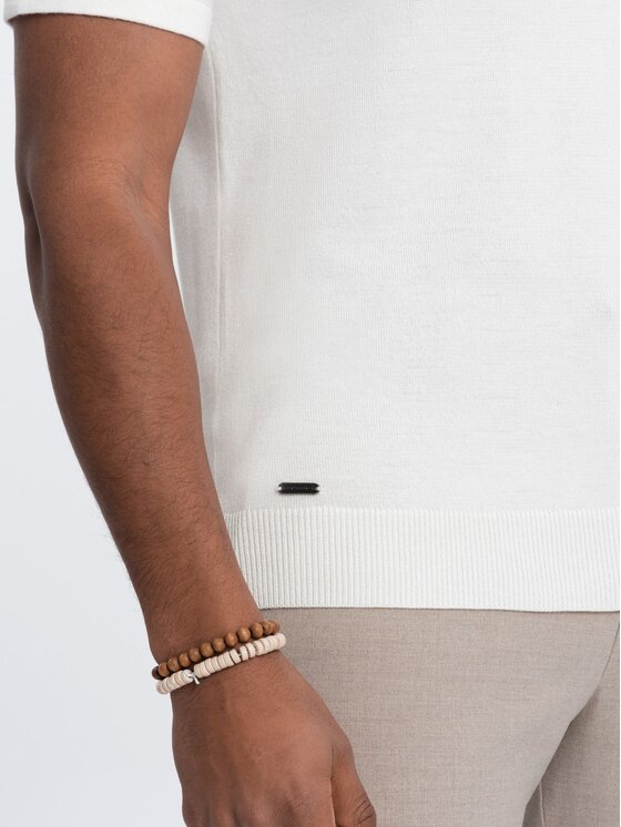 Ombre Ombre Polokošile OM-POSS-0118 Écru Regular Fit