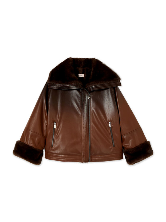 Oltre Oltre Giacca in similpelle R005E000130N032 Marrone Over Fit