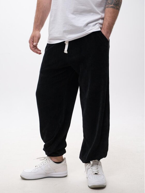 Jigga Wear Jigga Wear Spodnie materiałowe Spodnie Sztruksowe Męskie Czarne Jigga Wear Cord M Czarny Loose Fit