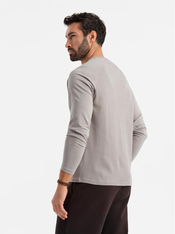 Ombre Ombre Longsleeve OM-LSCL-0109 Szary Regular Fit