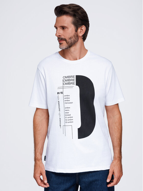 Ombre Ombre T-Shirt OM-TSPT-0299 Bílá Regular Fit