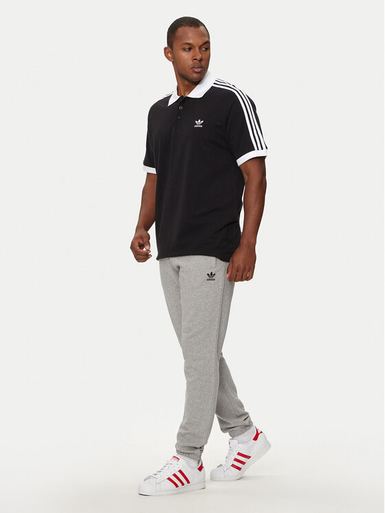 adidas adidas Тениска с яка и копчета adicolor Classics 3-Stripes IL2501 Черен Regular Fit