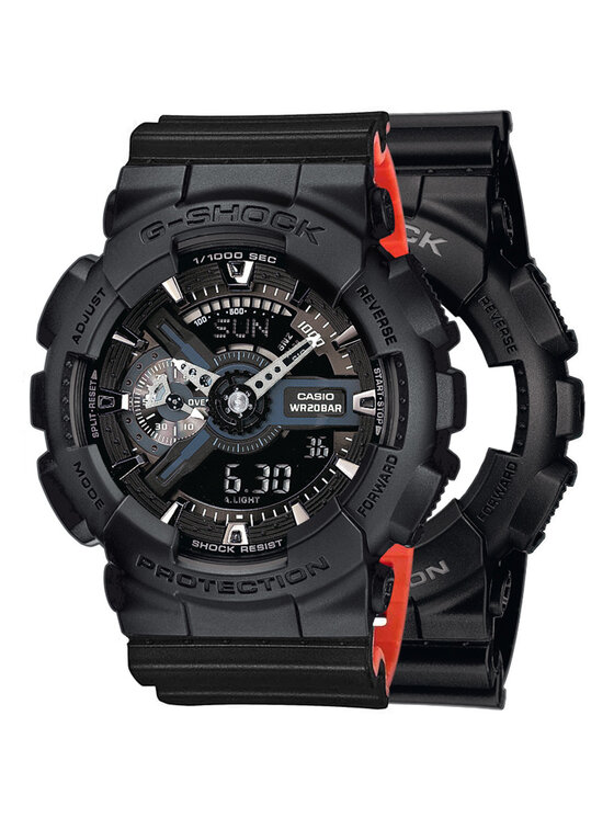 Casio Casio Zegarek SET GA-110-1BER + BEZEL 10358741 + PASEK 10577142 Czarny