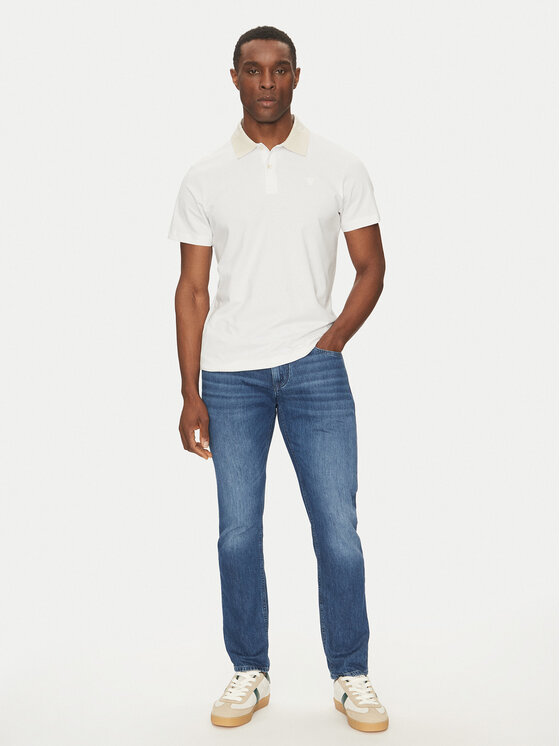 Guess Guess Тениска с яка и копчета M5GP66 J1314 Бял Regular Fit
