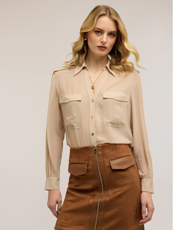 Motivi Motivi Camicia 5022Q000927N002 Crema Regular Fit