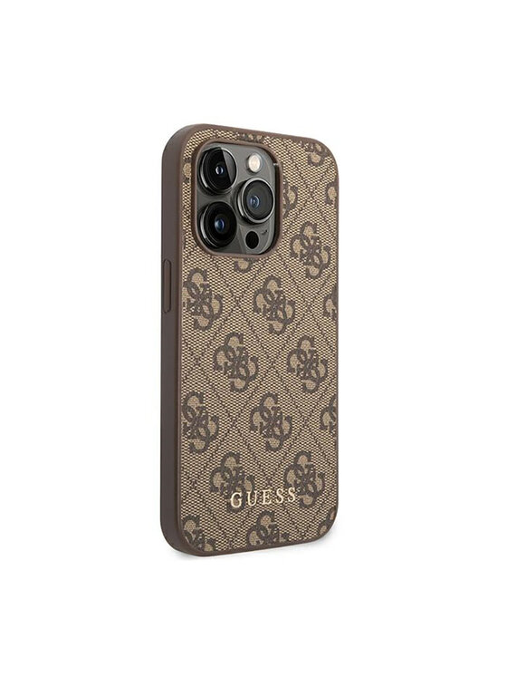 Guess Guess Etui na telefon 4G Saffiano Brązowy