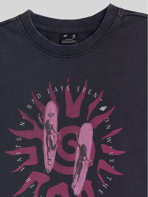 4F 4F T-Shirt 4FRSS26TTSHF4517-20S Czarny Relaxed Fit