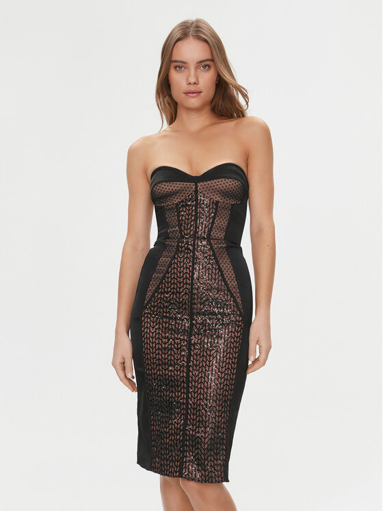 Elisabetta Franchi Elisabetta Franchi Koktel haljina AB-535-37E2-5874 Crna Slim Fit
