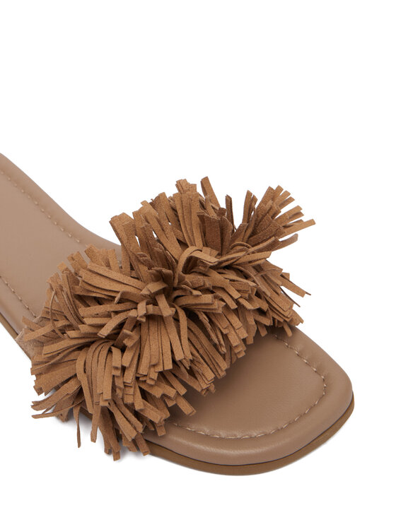 Inuikii Inuikii Pantoletten Fringes Flower 1014.003.0031.250 Dunkelbeige