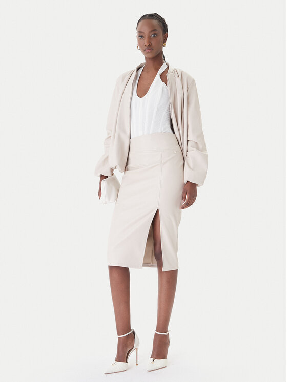 Rinascimento Rinascimento Rock aus Kunstleder CFC0127468003 Beige Slim Fit