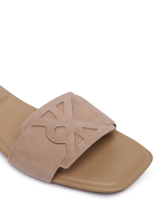 Calvin Klein Calvin Klein Pantoletten Square Flat Sndl Embl Suede HW0HW03055 Beige