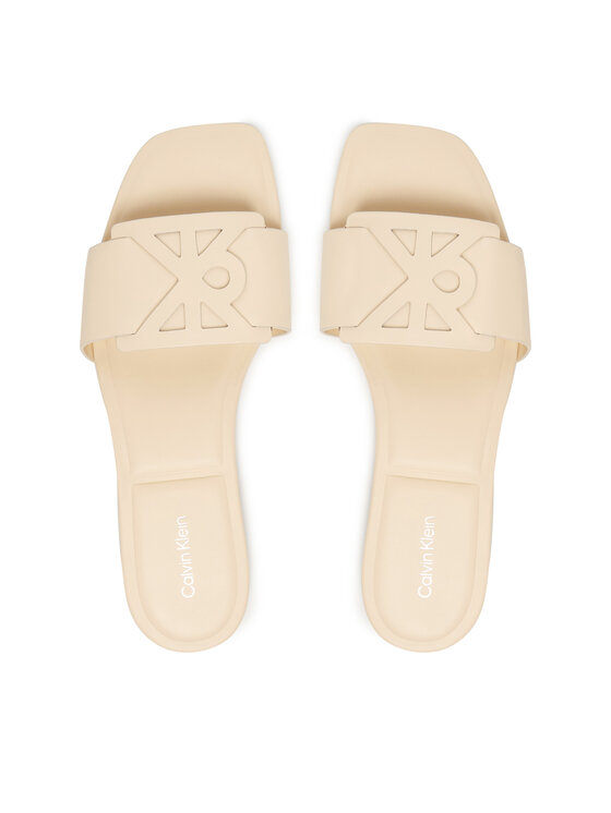 Calvin Klein Calvin Klein Nazouváky Square Flat Sandal Emblem HW0HW03128 Écru