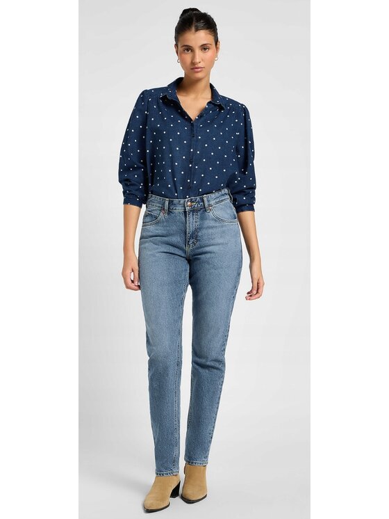 Lee Lee Koszula Shirred Blouse Niebieski Relaxed Fit