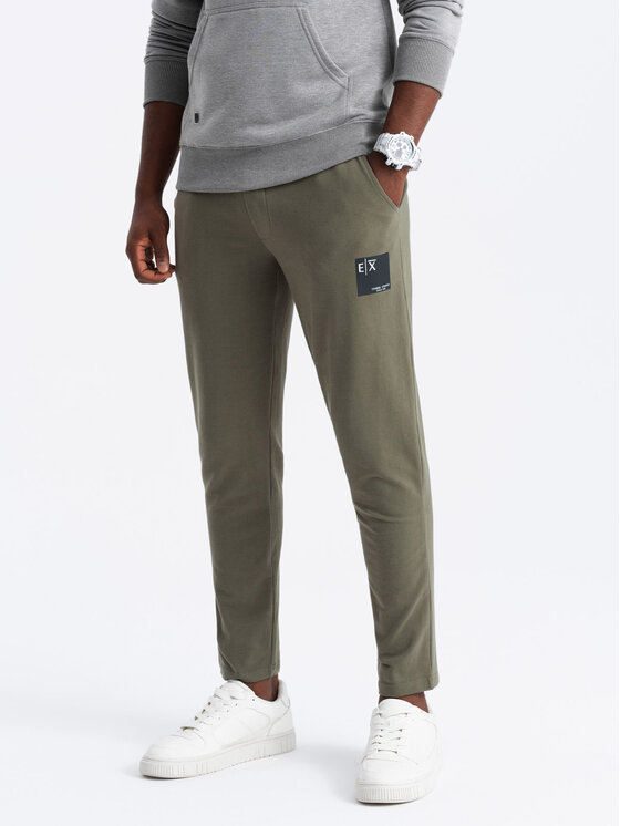 Ombre Ombre Teplákové kalhoty OM-PASK-0167 Khaki Regular Fit