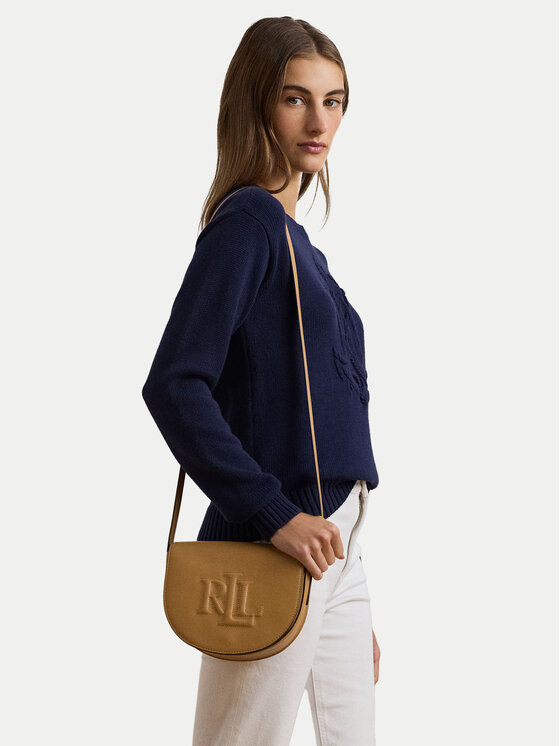 LAUREN RALPH LAUREN Geantă Witley Leather Medium Embossed Logo Crossbody Bag 431950130008 Maro