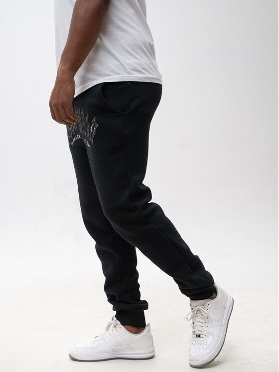 Jigga Wear Jigga Wear Spodnie dresowe Dresy Męskie Czarne Jigga Trap Logo XL Czarny Regular Fit