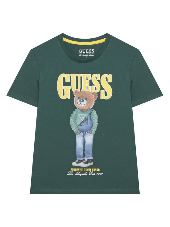 Guess Guess Tricou L6RI11 K8HM4 Verde Regular Fit