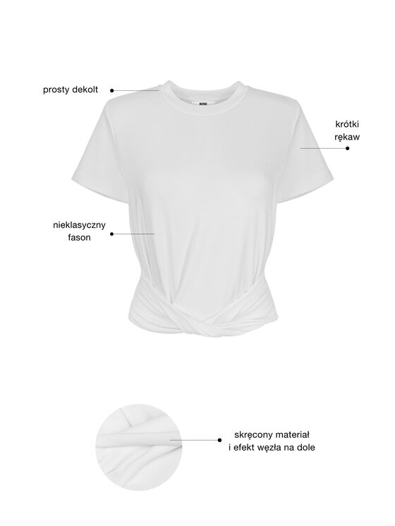 BENU BENU T-shirt koszulka biała Bianco Regular Fit