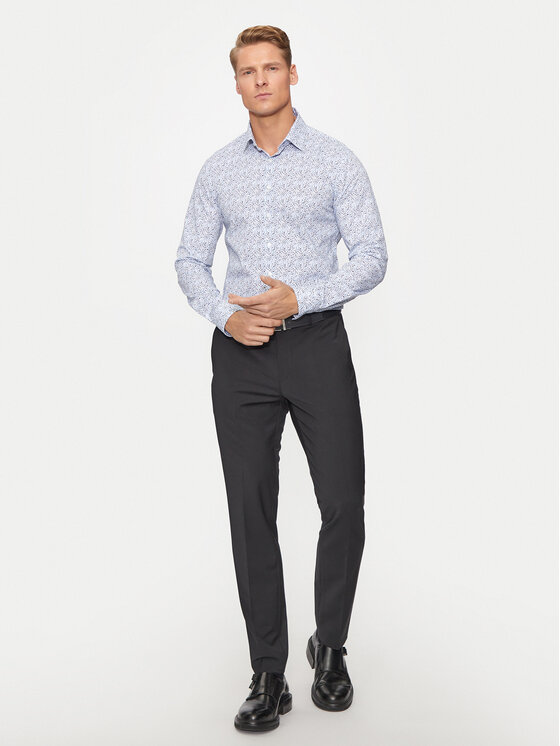 Calvin Klein Calvin Klein Srajca Floral K10K113175 Modra Slim Fit
