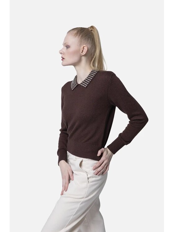 PINKO PINKO Sweter Ventotene Brązowy Regular Fit