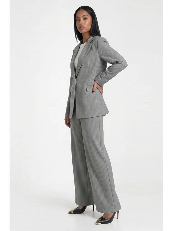 FIGL FIGL Komplet marynarka i spodnie materiałowe M1301 Szary Straight Fit