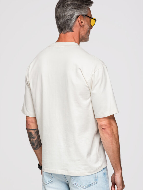 Ombre Ombre T-Shirt OM-TSCT-0275 Biały Loose Fit