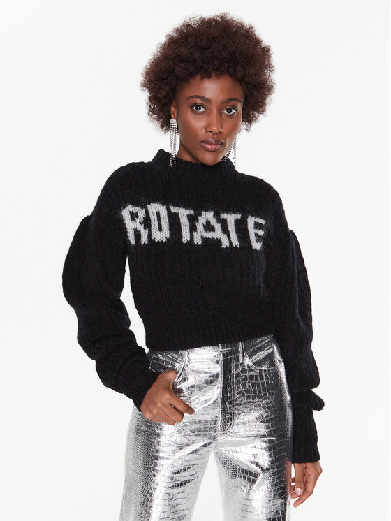 ROTATE Džemperis Knit Puff-Sleeve RT2286 Melns Regular Fit