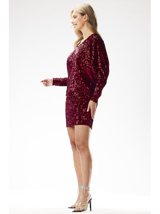 Awama Awama Večerní šaty A700 Bordó Basic Fit