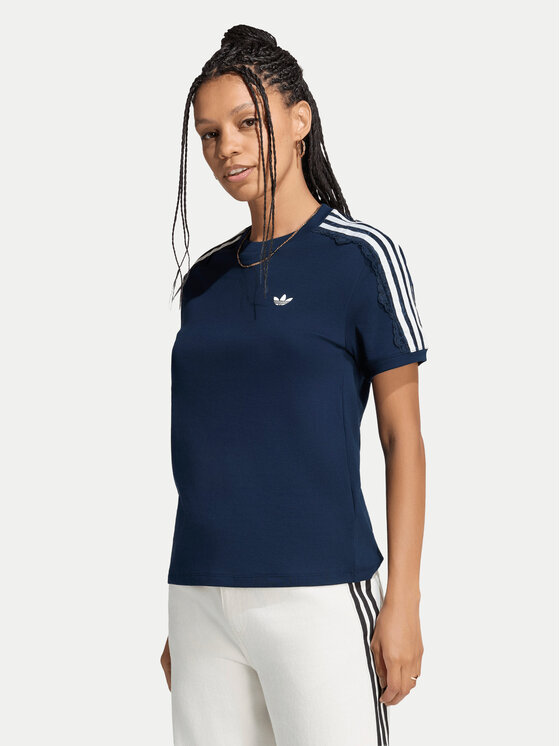 adidas adidas T-Shirt Lace 3 Stripes LG4264 Niebieski Regular Fit