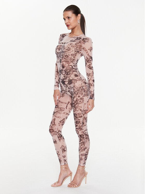 Pinko Kombinezon Tatuato 101010 A0NW Bež Slim Fit