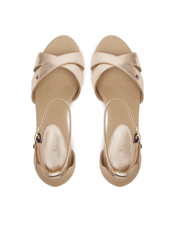 Tommy Hilfiger Tommy Hilfiger Basutės Flag Metallic Mid Wedge Espad FW0FW08810 Smėlio