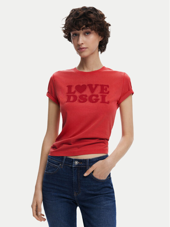 Desigual Desigual T-Shirt Love Dsgl 25SWTK10 Červená Regular Fit