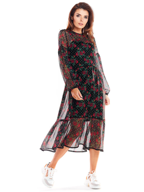 Awama Awama Sukienka A316 Kolorowy Basic Fit