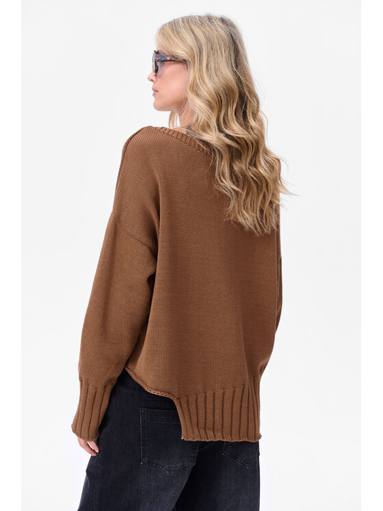 blue shadow blue shadow Sweter Bocq Brązowy Regular Fit