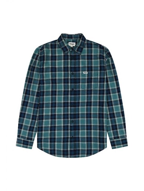 Wrangler Wrangler Koszula LONG SLEEVE ONE POCKET SHIRT Niebieski Regular Fit