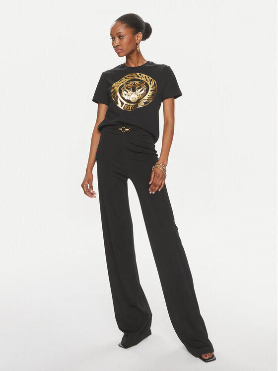 Just Cavalli Just Cavalli Bavlnené nohavice 76PAA1A8 Čierna Regular Fit