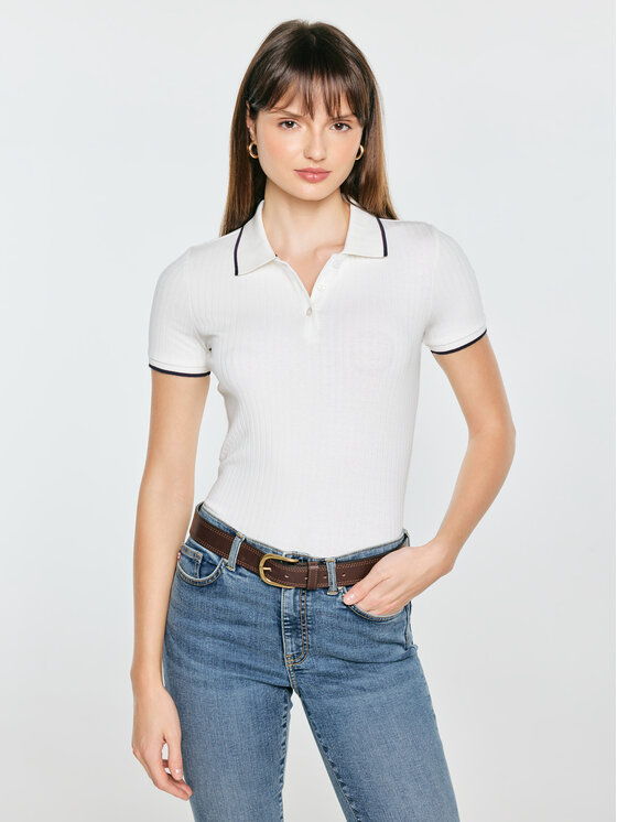 BIG STAR BIG STAR Polo SESSA Biały Basic Fit